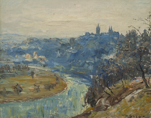 Hermann Busse, Neckarlandschaft mit Wimpfen, um 1950