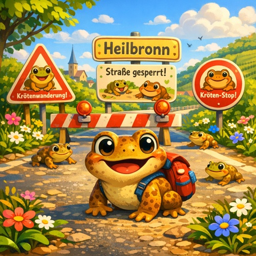 Gesperrte Straßen in und um Heilbronn – wegen Krötenwanderung