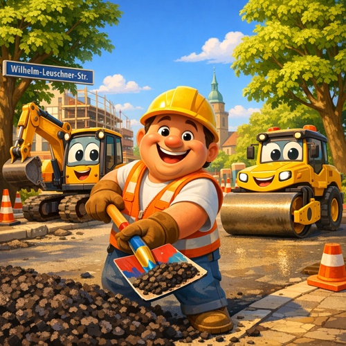 Baustelle in der Wilhelm-Leuschner-Straße in Heilbronn